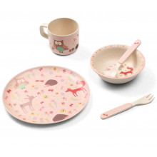 Бамбуковая посуда 5 ед. BabyOno для девочки FOREST PINK!