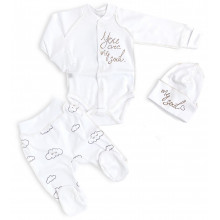 Комплект 3 ед. RoyalBaby "Ты моя душа.." с облачками р.56, 0-3 мес Комплект 3 ед. RoyalBaby "Ты моя душа.." с облачками р.56, 0-3 мес