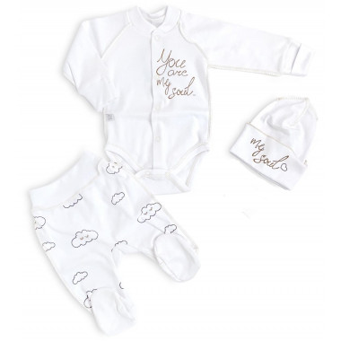 Комплект 3 ед. RoyalBaby "Ты моя душа.." с облачками р.56, 0-3 мес