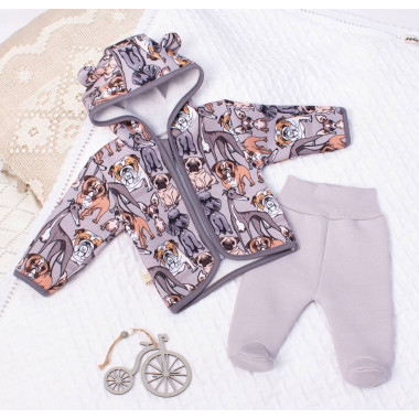 Комплект 2 ед. RoyalBaby Собачки (трехнитка на флисе) р.56, 0-3 мес