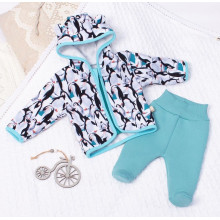 Комплект 2 ед. RoyalBaby Пингвины (трехнитка на флисе) р.56, 0-3 мес