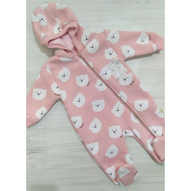 Комбинезон теплый RoyalBaby Мишки (Розовый) р.56, 0-3 мес