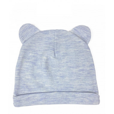 Шапочка Baby Body 0-6 мес Меланж голубой с ушками №50 - 38 см