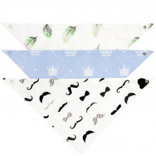 Слюнявчики непромокаемые 3 шт. 0-12 мес для мальчика Синие короны (байка)