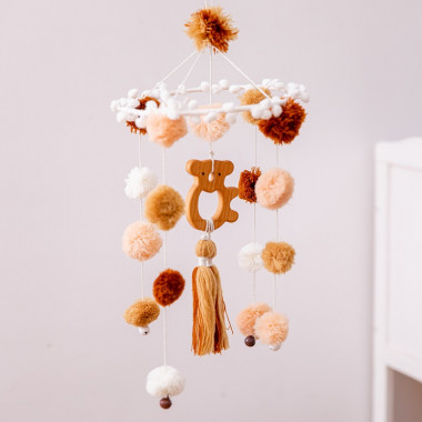 Музыкальный Эко мобиль-каруселька для кроватки Мишка с бумбонами (Ручная работа)