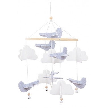 Музыкальный Эко мобиль-каруселька для кроватки Птички (Ручная работа)