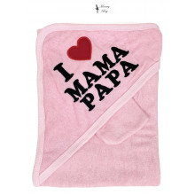 Полотенце махровое с капюшоном RoyalBaby 90*85 см I Love Daddy & Mummy Розовый + перчатка Полотенце махровое с капюшоном RoyalBaby 90*85 см I Love Daddy & Mummy Розовый + перчатка
