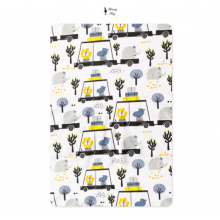 Простынь на резинке в детскую кроватку Лев в машинке на белом фоне арт.СТ-8 Простынь на резинке в детскую кроватку Лев в машинке на белом фоне арт.СТ-8