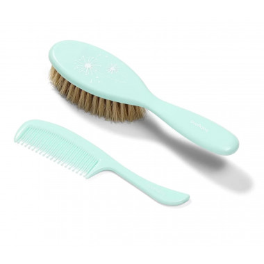 Щетка и расческа для волос с натуральной мягкой щетиной Мятные BabyOno