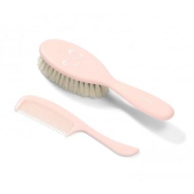 Щетка и расческа для волос с натуральной мягкой щетиной Розовые BabyOno