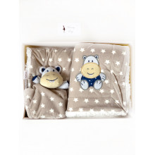 Одеяло-плед двухстороннее Minky Бегемотик BabyOno + игрушка