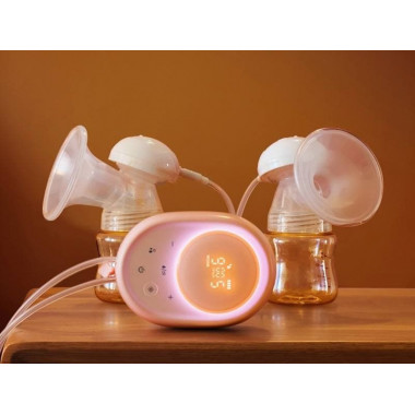 Электронный сенсорный, двойной молокоотсос 9в1 Familla Розовый + Пакеты для молока в подарок!!!! - 120 мл
