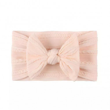 Афробант-повязка на голову #10 Бантик пудровый 0-3 года (33-50 см)