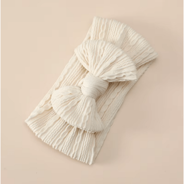 Афробант-повязка на голову #13 Бантик кремовый 0-3 года (33-50 см)