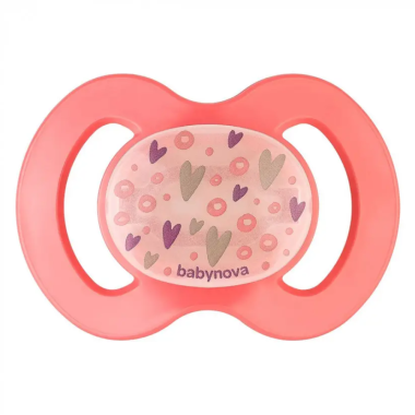 Пустышка силиконовая ортодонтическая ночная Baby-Nova розовая 6-18 мес, 1шт.