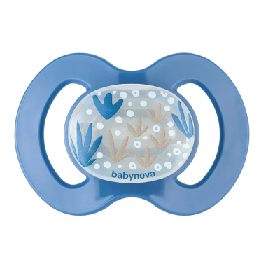 Пустышка силиконовая ортодонтическая ночная Baby-Nova голубая 0-6 мес, 1шт.