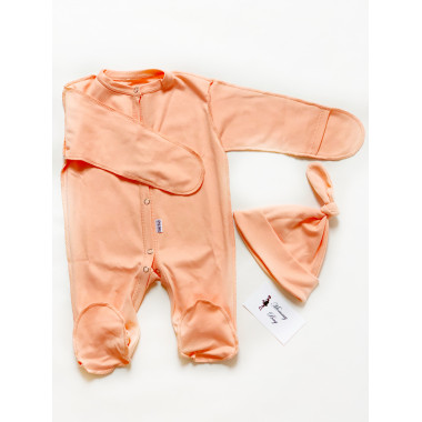Человечек + шапочка Baby Body 0-3 мес Персиковый р.56