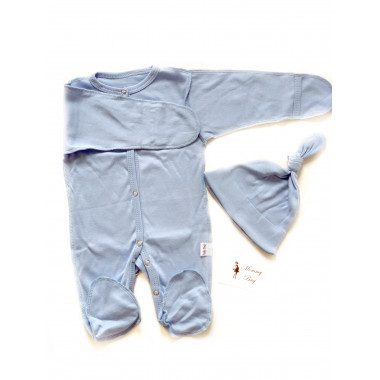 Человечек + шапочка Baby Body 0-3 мес Синий р.56