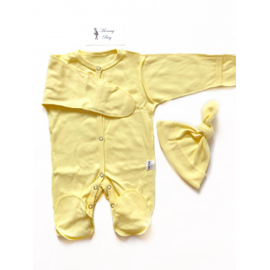 Человечек + шапочка Baby Body 3-6  мес Лимонный р.  62 см