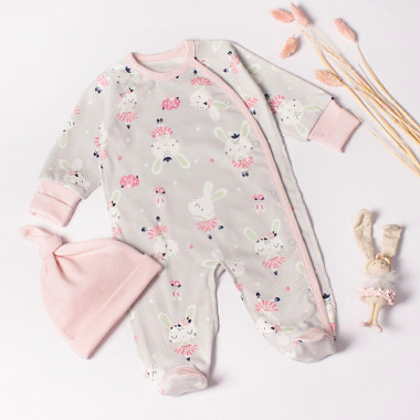 Человечек с шапочкой RoyalBaby Милый Зайчонок (интерлок) р.62, 0-6 мес 