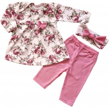 Комплект 3 ед. (Платье+лосины+повязка) RoyalBaby Цветочки (кулир) р.62, 0-6 мес Комплект 3 ед. (Платье+лосины+повязка) RoyalBaby Цветочки (кулир) р.62, 0-6 мес