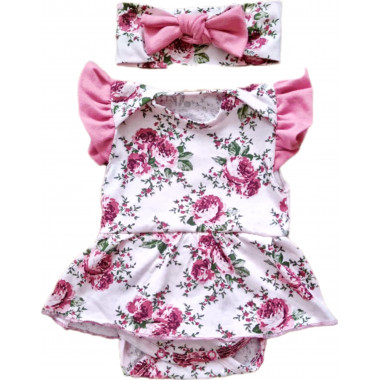 Боди с повязкой RoyalBaby Цветочки (кулир) р.68, 3-9мес 