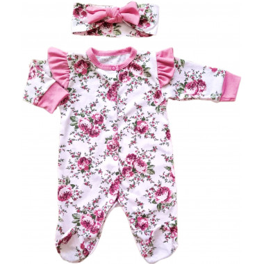 Человечек с повязкой RoyalBaby Цветочки (кулир) р.62, 0-6 мес 