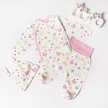 Комплект 3 ед. RoyalBaby Радуга с бабочками (интерлок) р.62, 0-6 мес