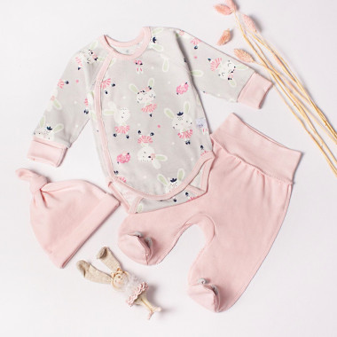 Комплект 3 ед. RoyalBaby Милый Зайчонок (интерлок) р.62, 0-6 мес