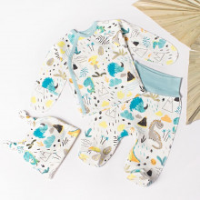 Комплект 3 ед. RoyalBaby Динозаврики (интерлок) р.56, 0-3 мес