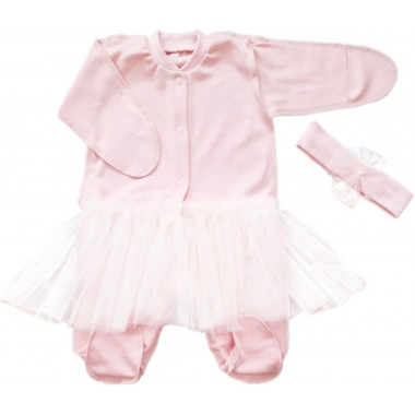 Человечек с повязкой и фатином RoyalBaby Пудра р.56, 0-3 мес