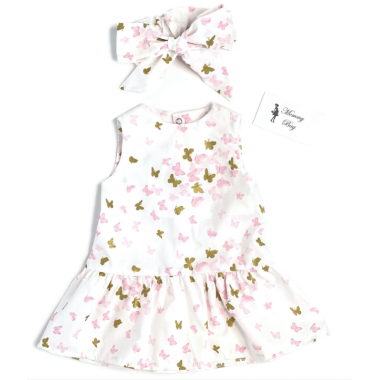 Платье с афробантом RoyalBaby Бабочки р.62, 0-6 мес