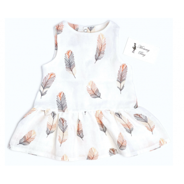 Муслиновое платье RoyalBaby Перышки р.68, 3-9 мес