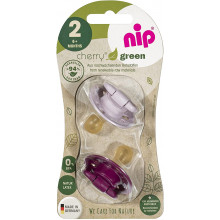 Пустышка Nip Вишенка GREEN, 6-18 мес., латекс, для девочки, 2 шт. (Лавандовые)