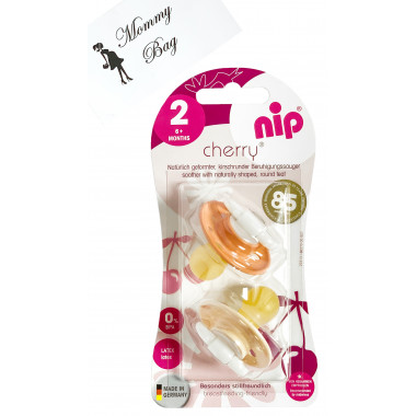 Пустышка Nip Вишенка, 6-18 мес., латекс, для девочки, 2 шт. (Персиковые)