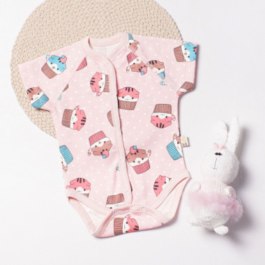 Боди RoyalBaby Розовый с кексами (интерлок) р.56