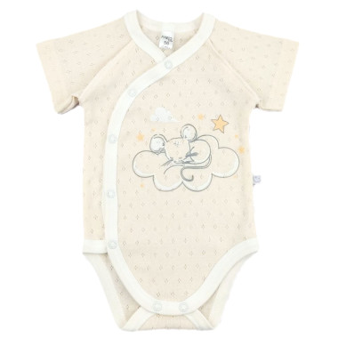 Боди RoyalBaby Мышонок, ванильный (ажур) р.62