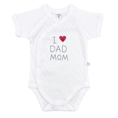 Боди RoyalBaby I Love Dad, Mom, белый (ажур) р.56
