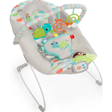 Кресло-шезлонг Bright Starts Happy Safari Bouncer Сафари серое