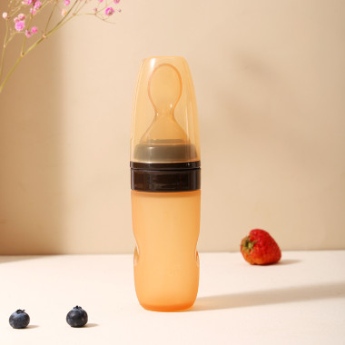 Бутылочка для кормления Премиум с ложкой (для прикорма) 90 мл Бежевая