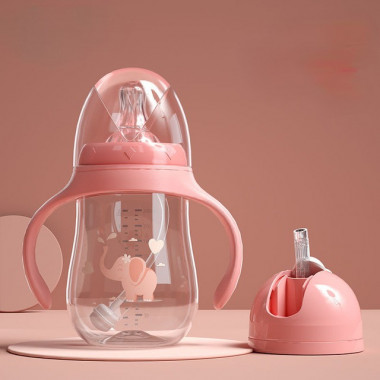 Бутылочка-поильник антиколиковая 2в1 Mommy Bag, Розовая, 240 мл