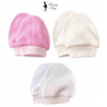 Рукавички-царапки набор 3 шт для девочки 0-12 мес №2 Молочно-розовые (р.56)