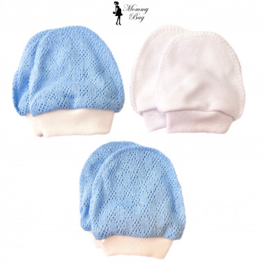 Рукавички-царапки набор 3 шт для мальчика №6 Голубые р.56