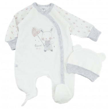 Человечек с шапочкой RoyalBaby Зайка с зонтиком (байка) р.56, 0-3 мес