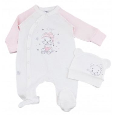 Человечек с шапочкой RoyalBaby Мишка со звездочками (интерлок) р.56, 0-3 мес