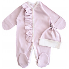Человечек с шапочкой RoyalBaby Розовый с рюшками (интерлок) р.56, 0-3 мес Человечек с шапочкой RoyalBaby Розовый с рюшками (интерлок) р.56, 0-3 мес