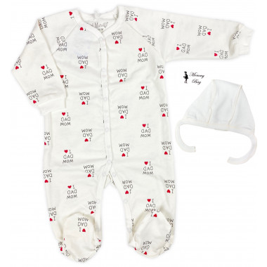 Человечек с шапочкой RoyalBaby Я люблю папу и маму р.62, 0-6 мес