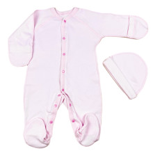 Человечек с шапочкой RoyalBaby Пудровый р.56 (интерлок)