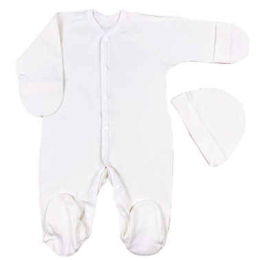 Человечек с шапочкой RoyalBaby Белый (байка) р.56, 0-3 мес