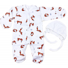 Человечек с шапочкой RoyalBaby Лисички (интерлок) р.56, 0-3 мес Человечек с шапочкой RoyalBaby Лисички (интерлок) р.56, 0-3 мес